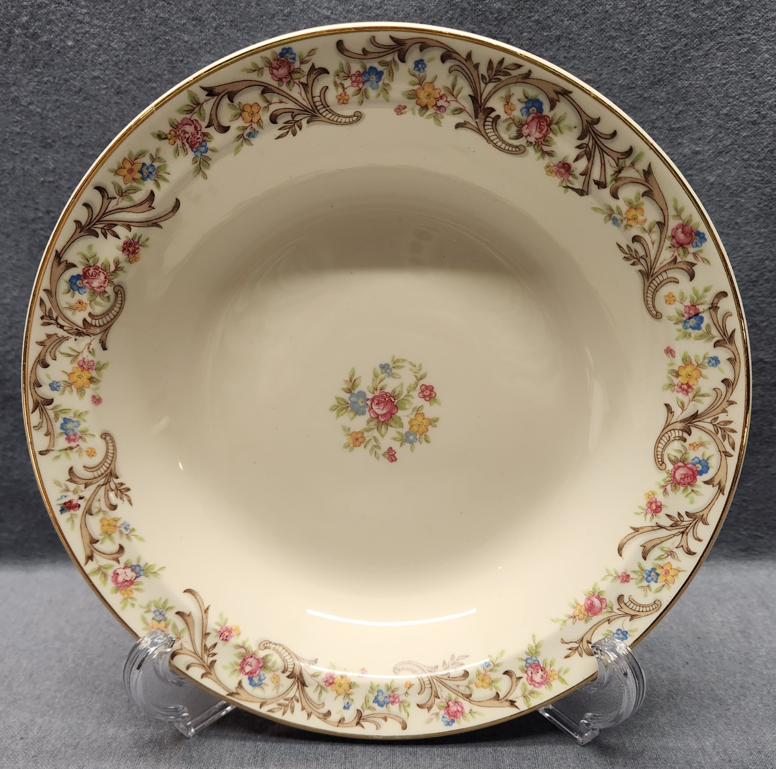 4 Vintage Taylor Smith Taylor SOUP BOWL 7.75″ TS&T 1631 Scroll Rose Floral Gold