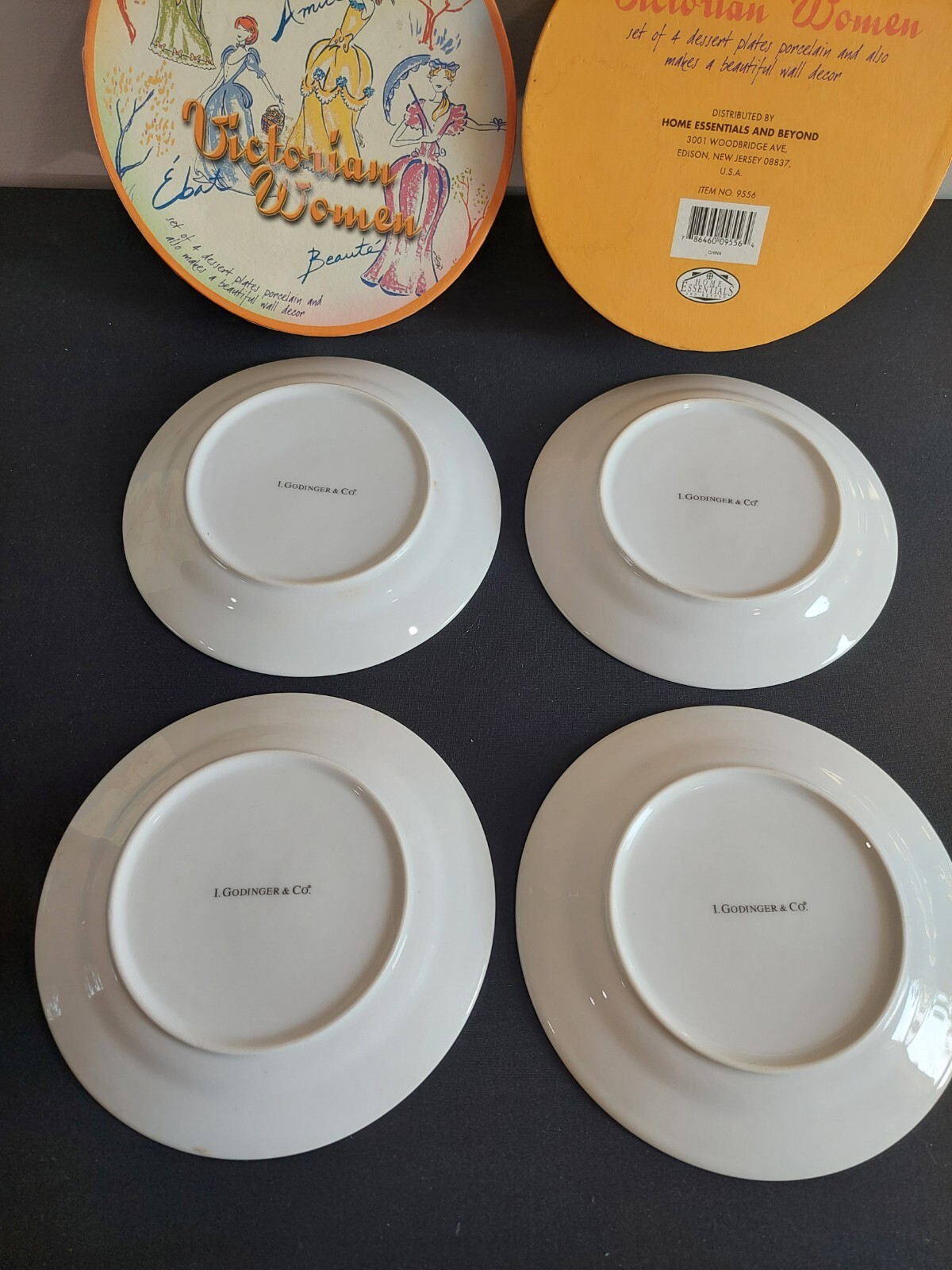 Godinger Victorian Ladies Dress Dessert Plates Pastel Spring Set 4 Woman In Box