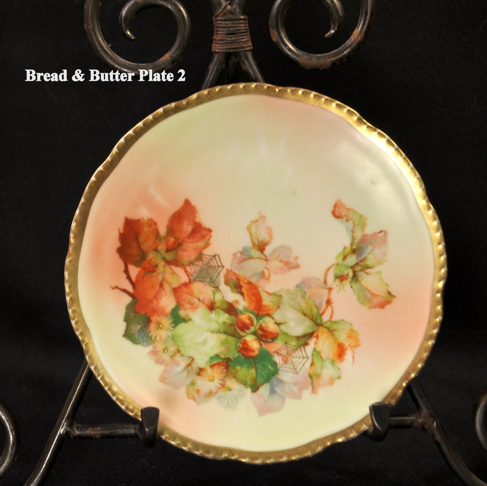 Royal Rudolstadt Beyer Bock 4 Bread Butter Plates 1905-1929 Nuts Gold Spider Web