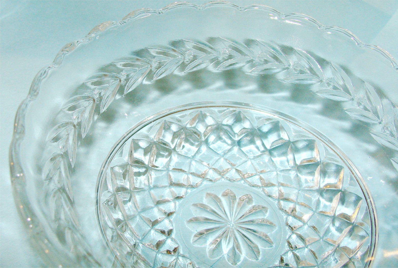 6 Vtg Diamond Clear Glass Berry Dessert Bowl Set Anchor Hocking Wexford ? 4 ¾”