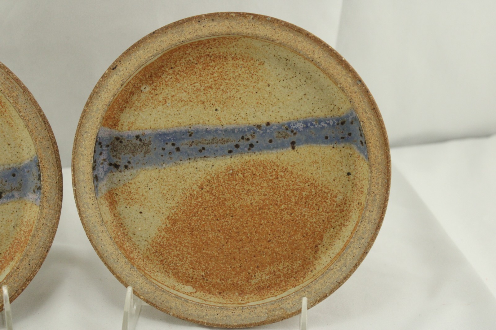 Studio Pottery Hand Made Set 2 Bread Plates Signed Raul