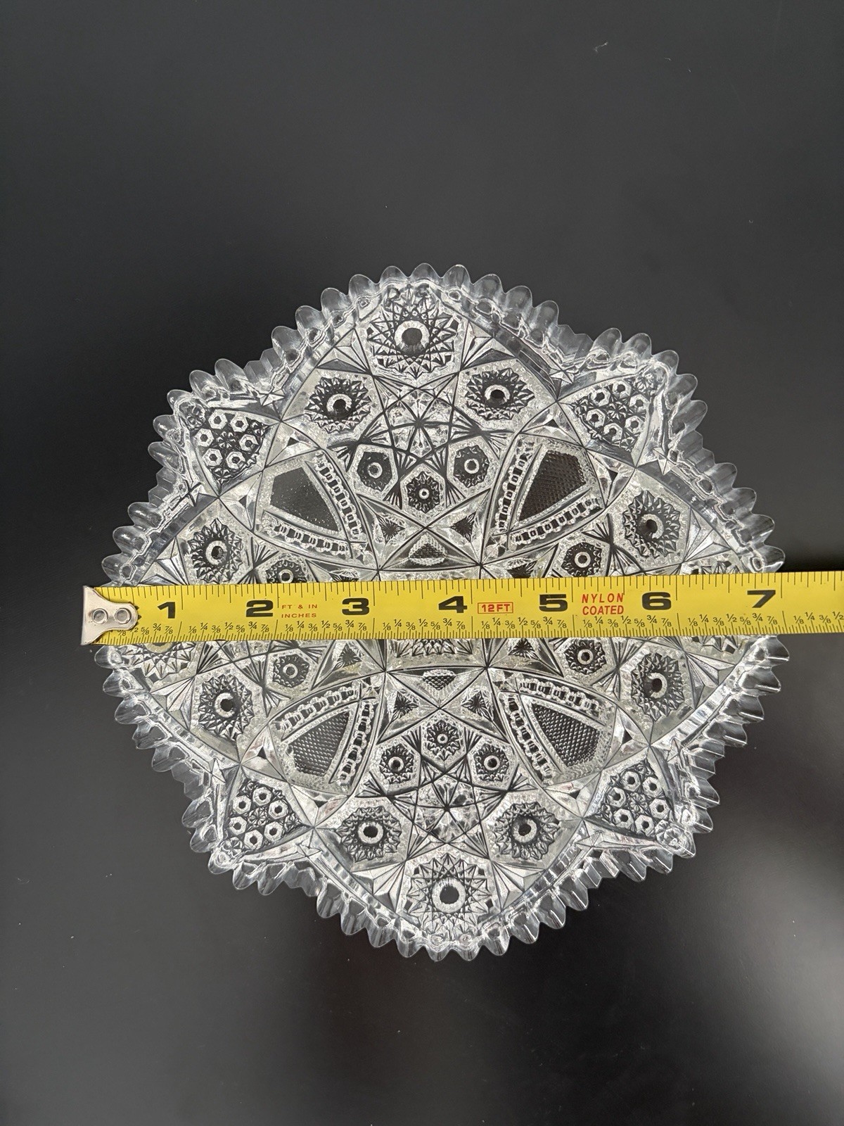Antique American Brilliant Cut Glass Crystal dessert plates “ Daisy & Button”