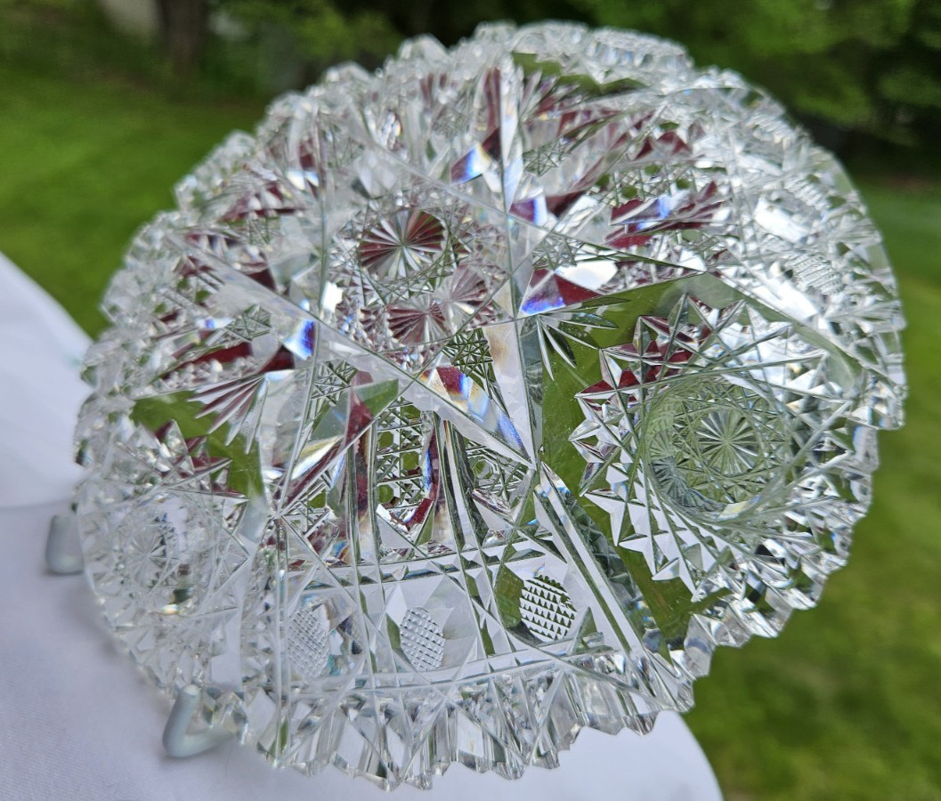 ABP Signed J. Hoare, Pattern Sparkler American Brilliant Cut Glass Small Dish