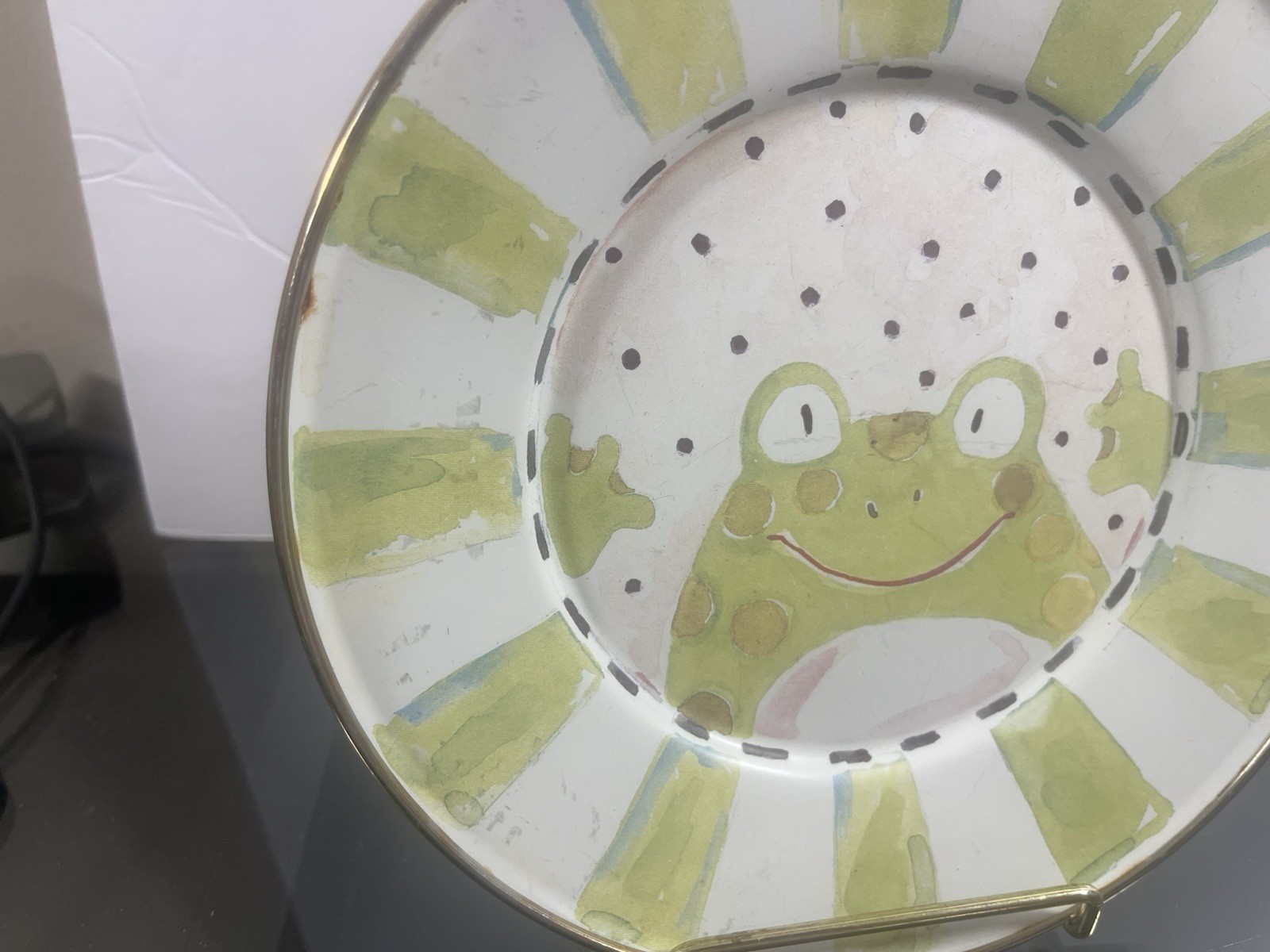 Vintage McKenzie Childs Enamelware 8” Frog Plate