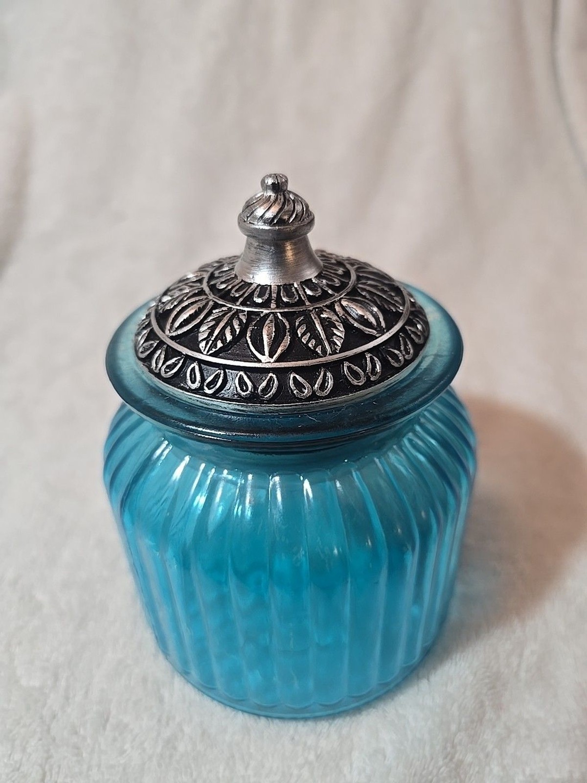 SOCOSY Vintage Crystal Glass Candy Jar with Lid. 4.25″ Diam 6″ Tall