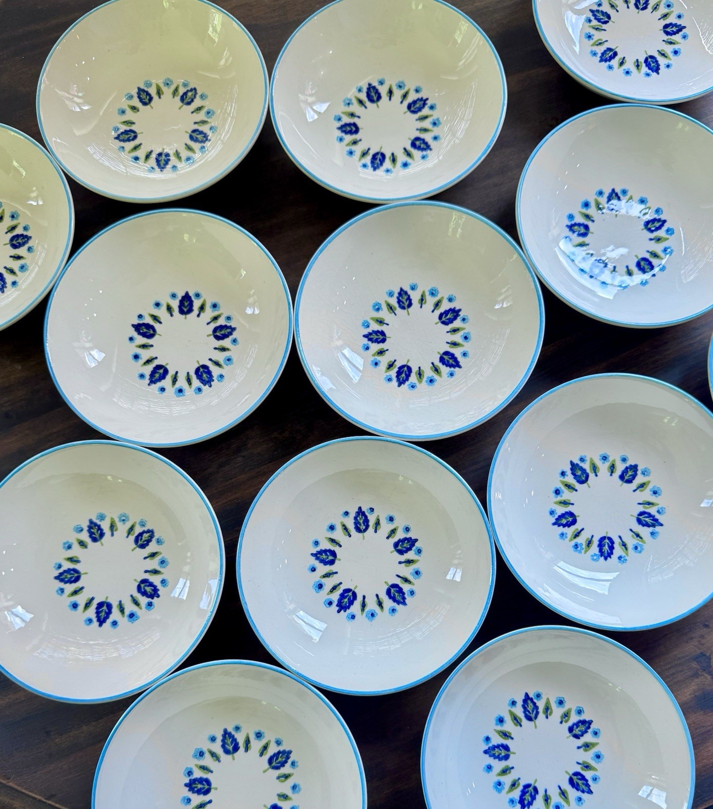 Vintage MCM Marcrest Swiss Alpine Chalet Berry/Dessert Bowls 5 1/4″ Set Of 13