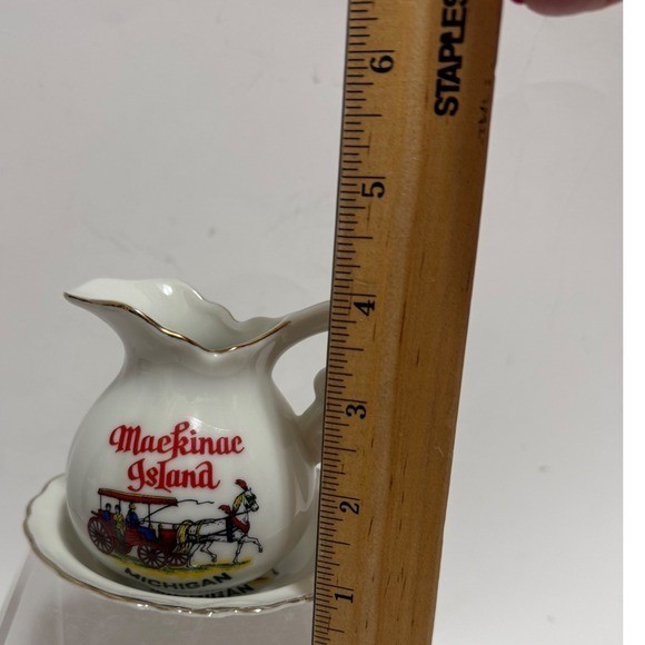 Vintage Mackinac Island Michigan Souvenir Mini Creamer and Saucer Set Japan