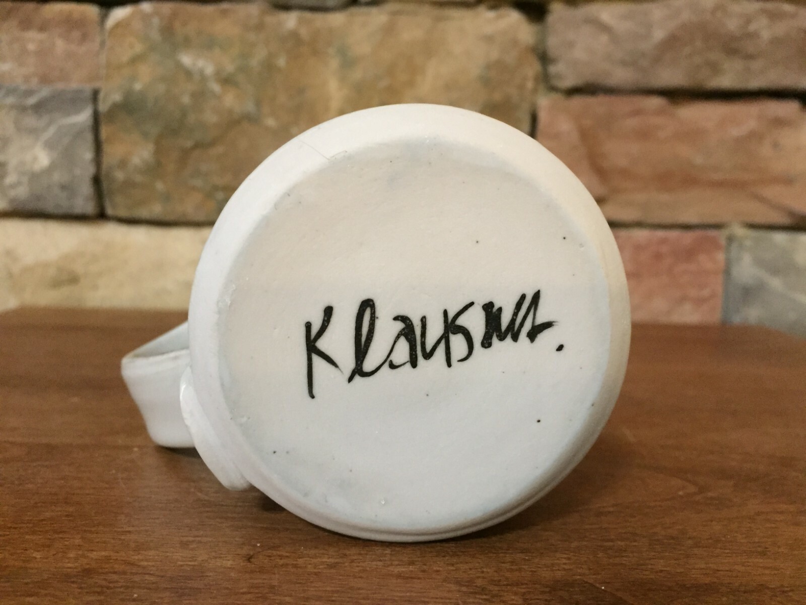 3¾” Mug~Ribbed Inside~Signed Debra Klausner~Gray~Art Pottery
