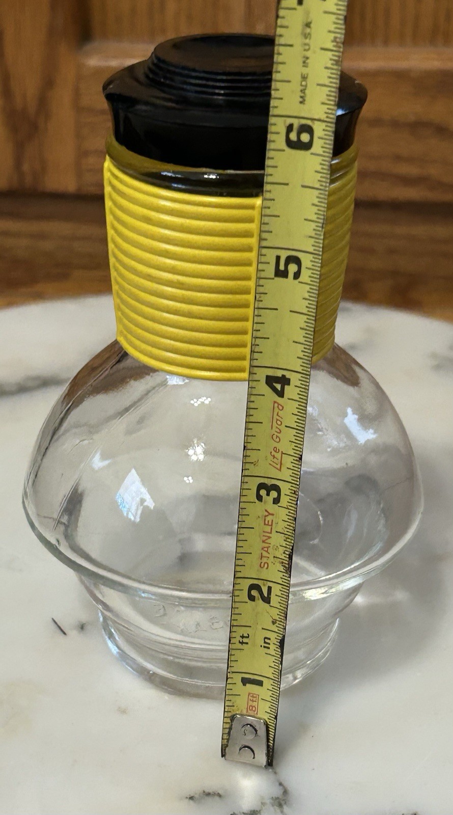 Glasbake Yellow Coffee Hottle Carafe/Decanter/Bottle c1950s USA 6.5″ With Lid