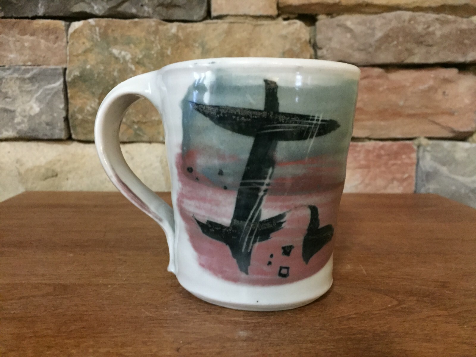 3¾” Mug~Ribbed Inside~Signed Debra Klausner~Gray~Art Pottery