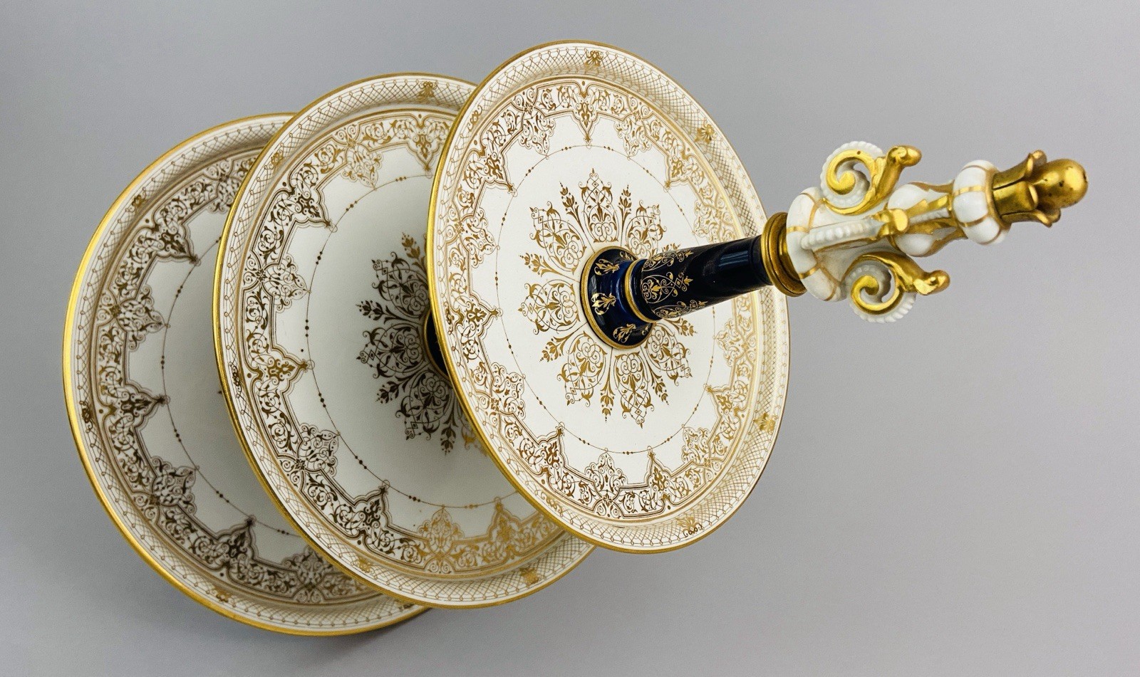 Museum Sèvres Pair Of Three-Tier Dessert Stands 1852, Exceptional Gilding, RARE