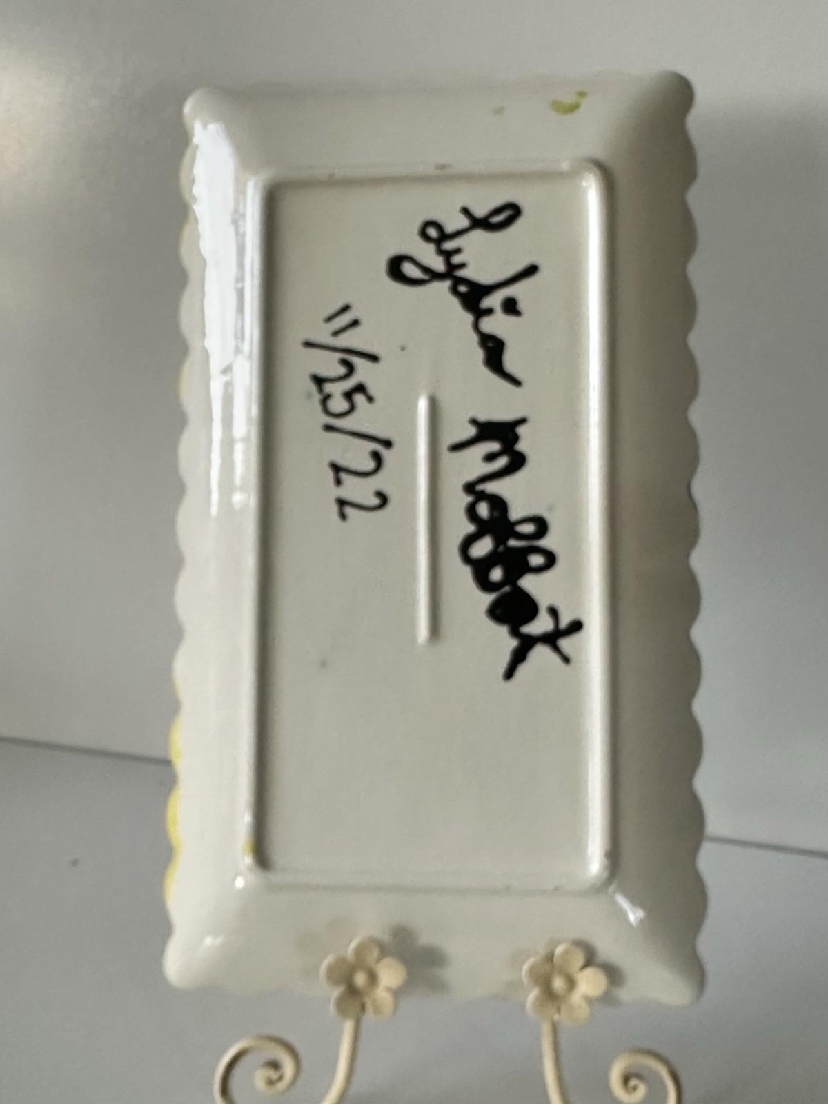 Signed Lori Mobbs Handmade Studio Pottery Abstract Art Ceramic Tray Platter