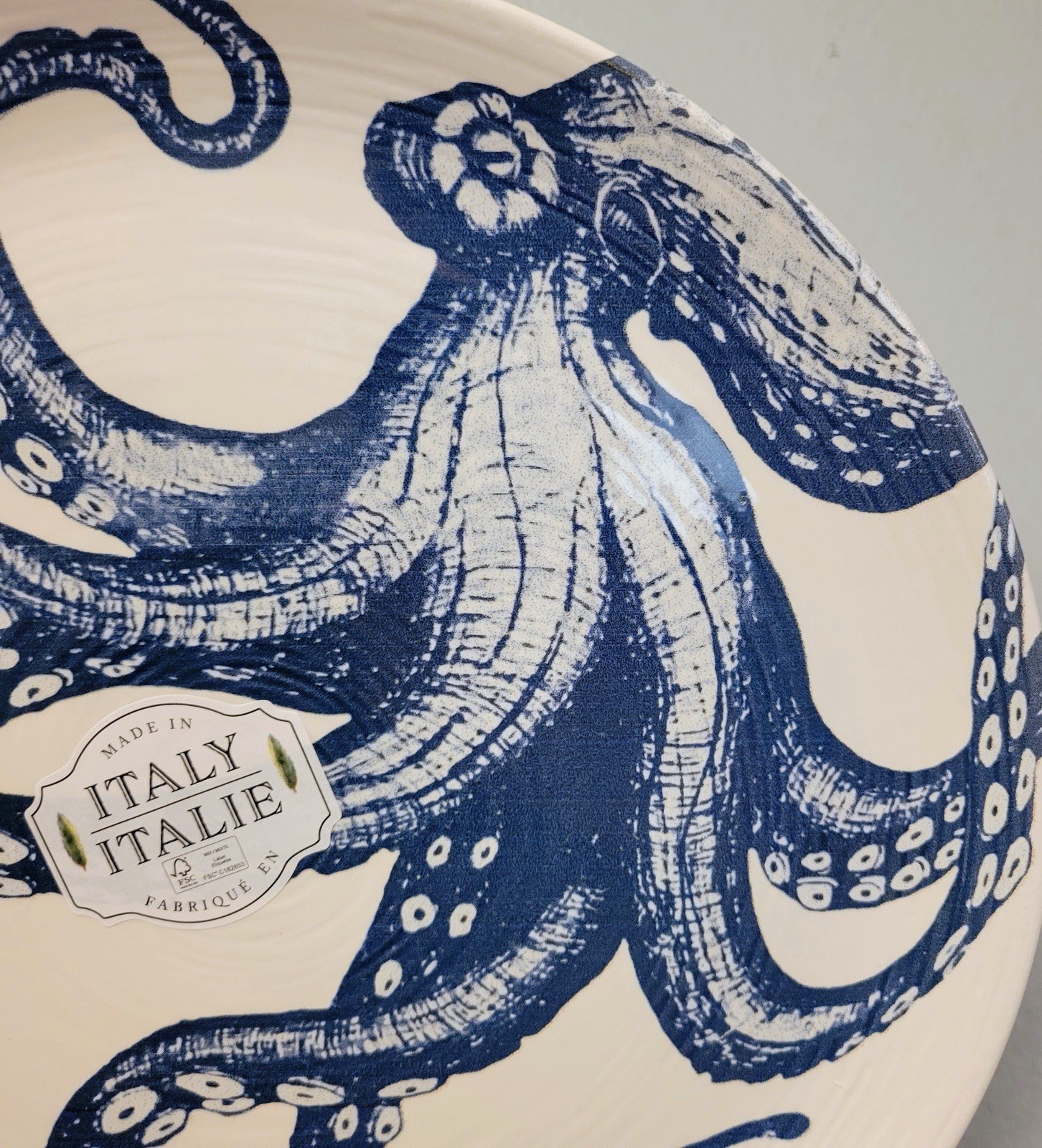 4 ct Ceramiche Italia 11” Dinner Plates Blue Octopus Lucy Italy CeramicheItalia