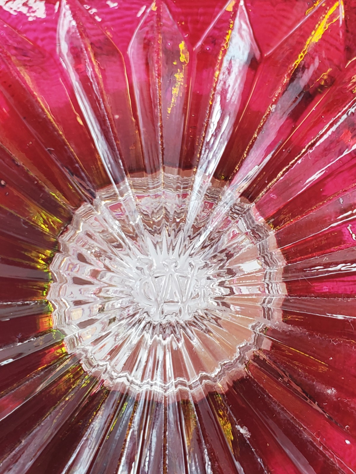 Vintage Westmoreland Compote Ruby Stain Ruffled Edge Glass Pedestal Bowl