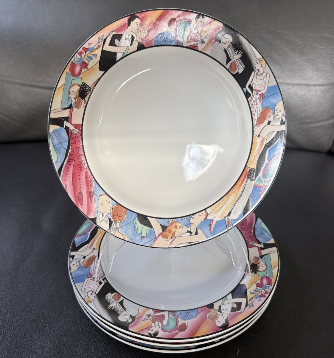 4-Sakura”Tango” #993 By Sue Zipkin Salad/Dessert Plates Art Deco Style 1993-1994