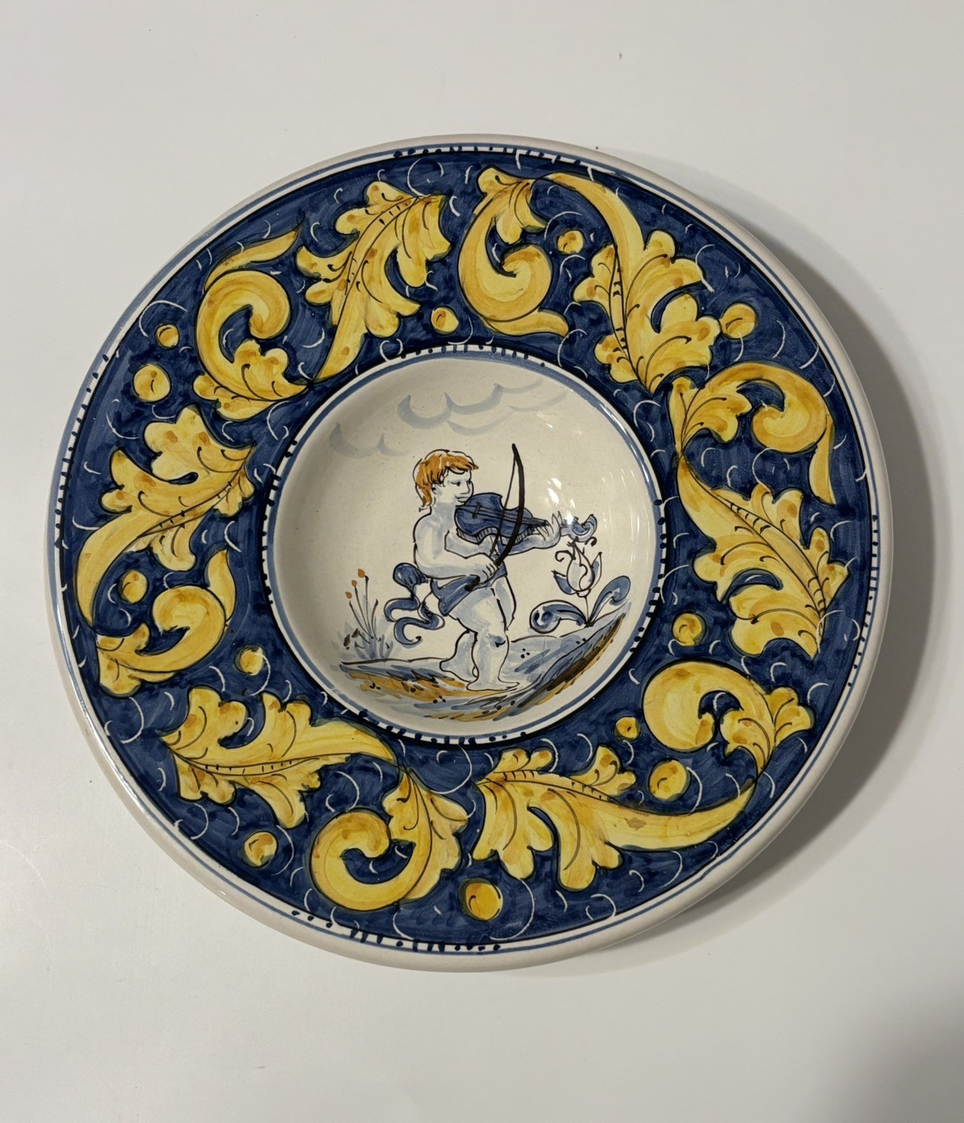 Set of 3 Vintage Ceramiche Rampini Italy Rinascimento Wall Plates Musical Cherub