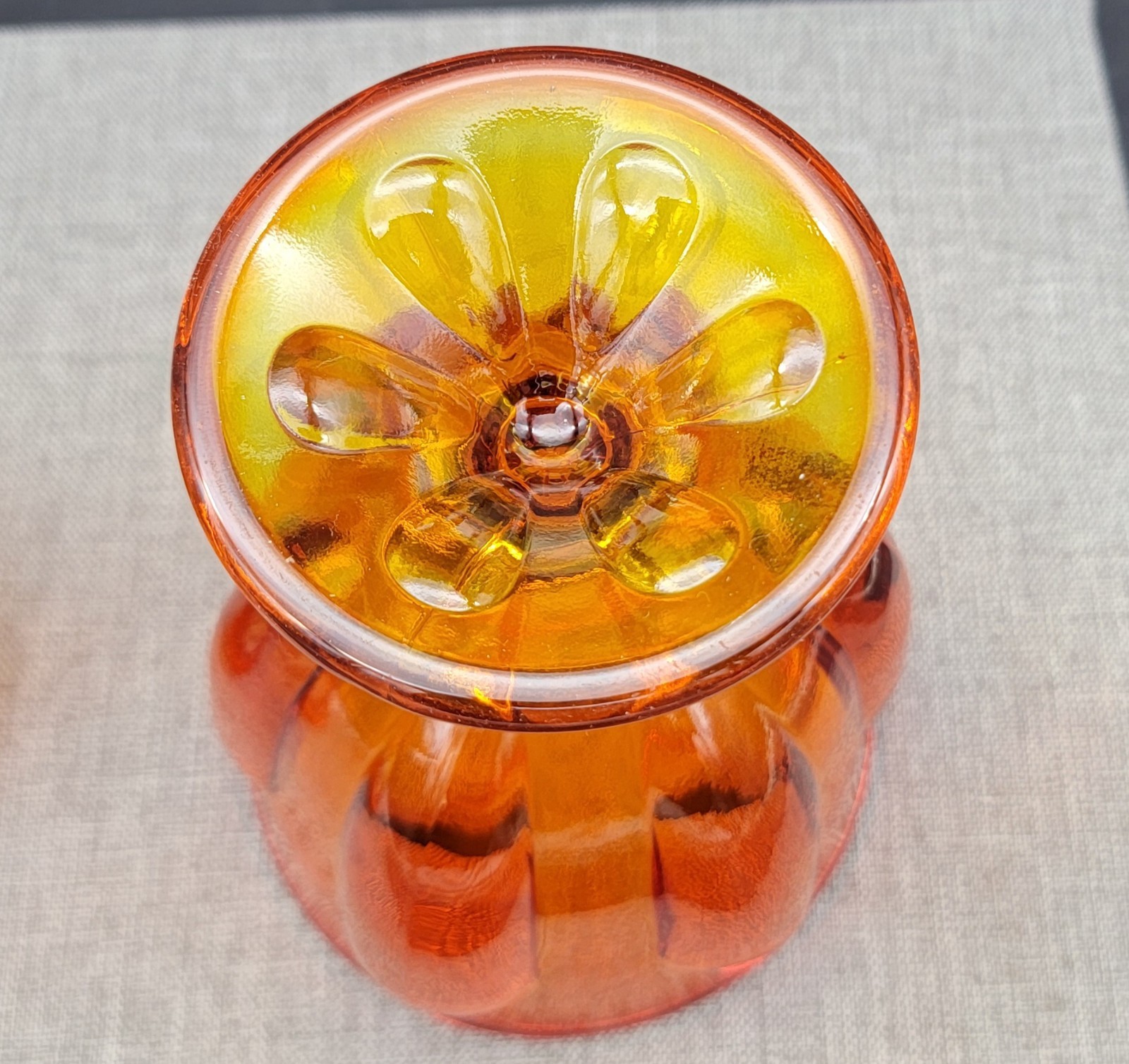 Viking Art Glass Persimmon Orange Mint Jar Candy Dish, 8″ Tall