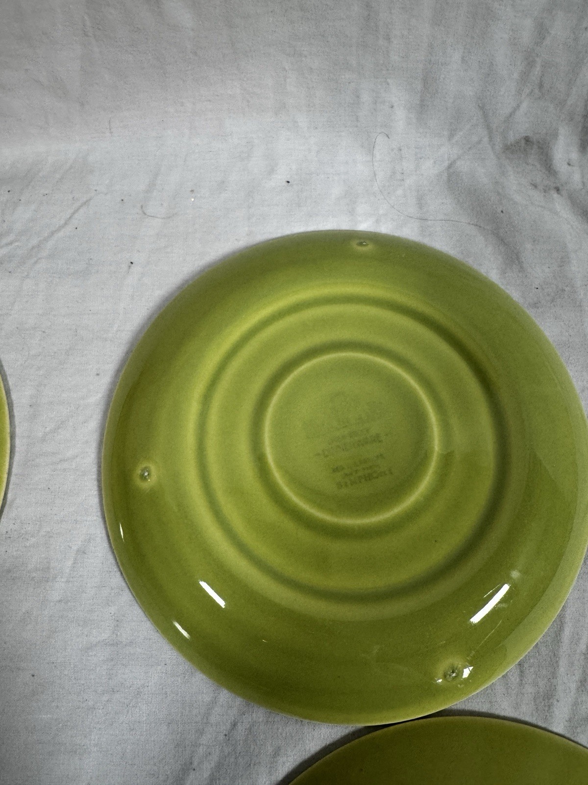 Harmony House Symphony Saucer Plates Set 4 Mid Century Green Blue 6.25”