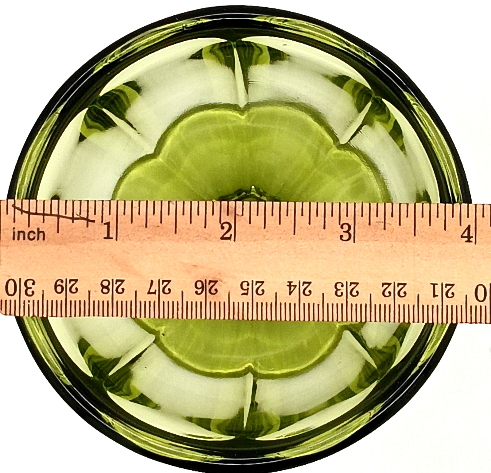L E Smith? 7.8″ Paneled Olive Green Compote Candy Dish & Matching Lid w/Finial