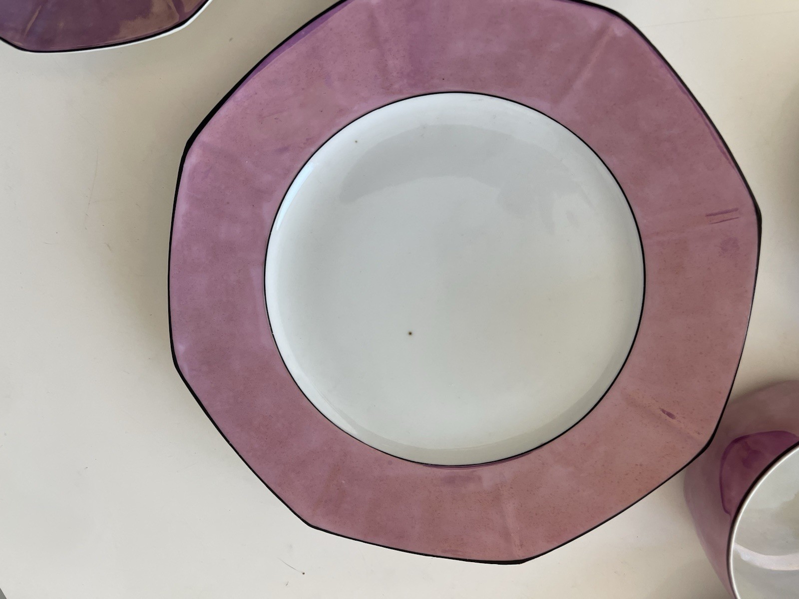 Weimar Porcelain Octagonal Shape 21Pc Mocca Set , Violet-See Details