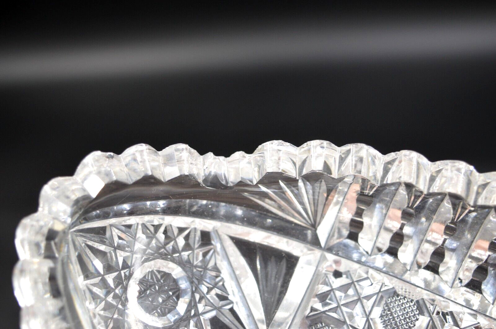 Antique Brilliant ABP Deep Cut Crystal Glass Celery Plate Dish Saw Tooth 11”