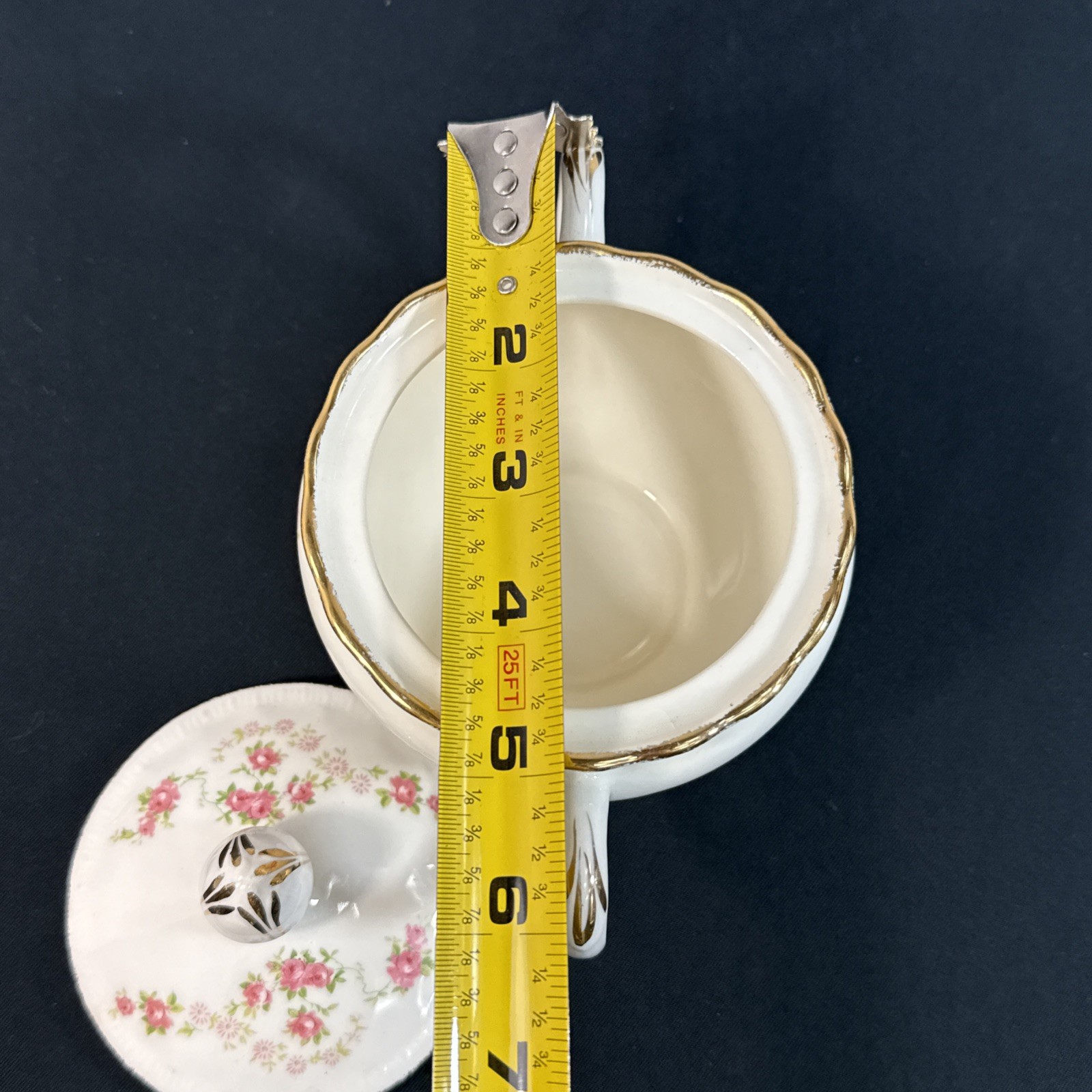 Pope Gosser FLORENCE Creamer & Sugar Pink Rose Garland Scalloped Gold Edge 1944