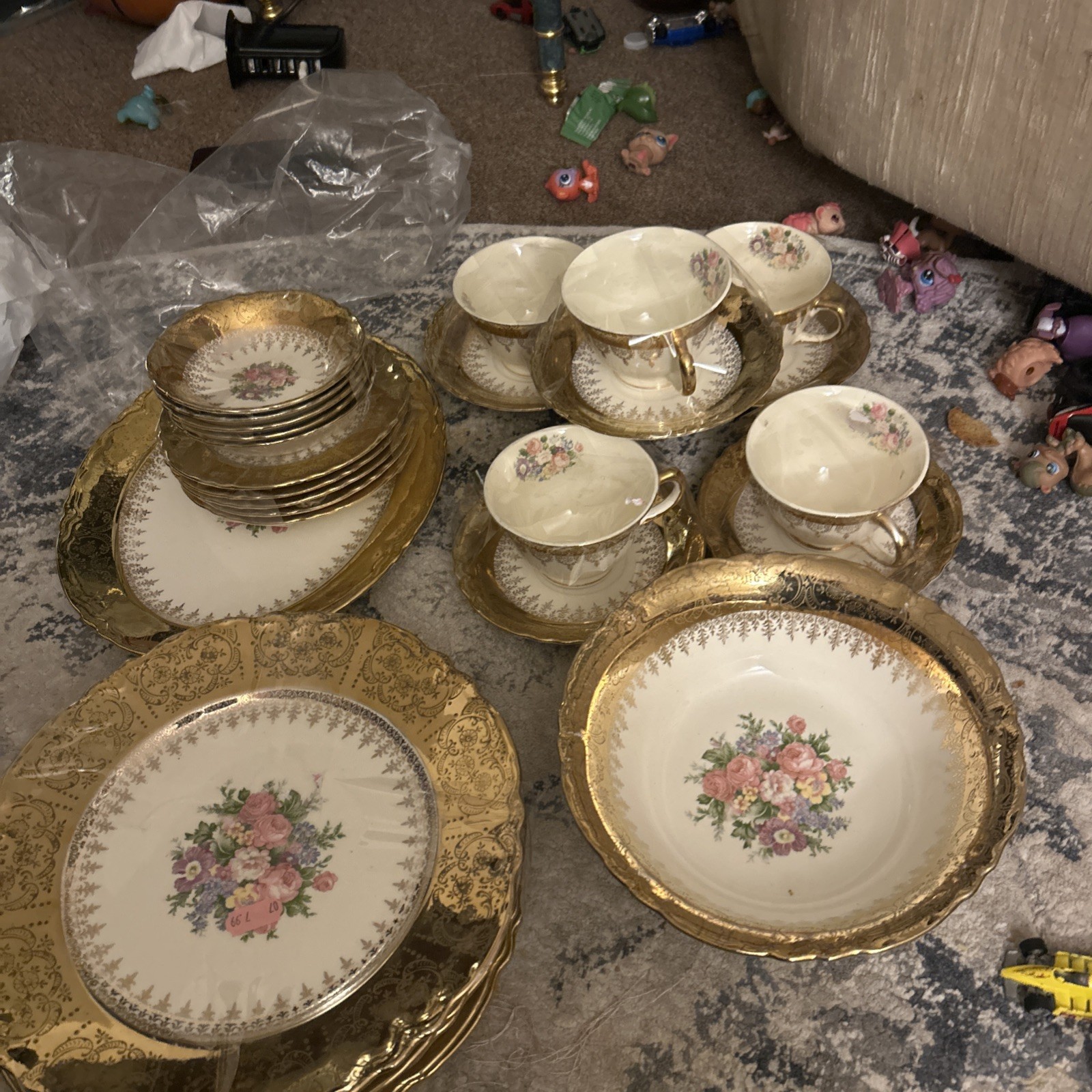 Homer Laughlin Vogue 22K Gold Flowers Victorian Republic Set Vintage