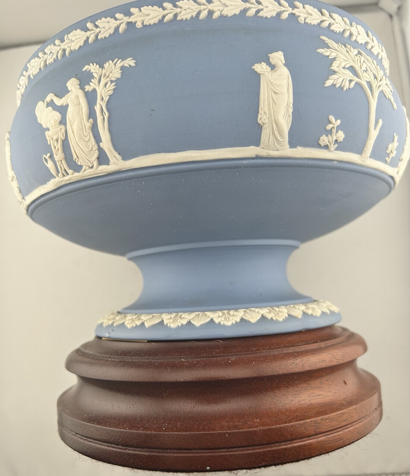 Wedgwood Jasperware Pale Blue & White Sacrifice Imperial Pedestal Bowl England