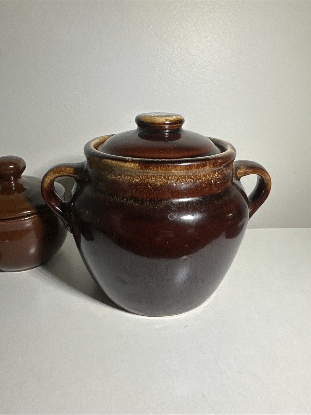 Vintage Brown Drip Glaze Pottery Set Of 5 USA Oven Proof