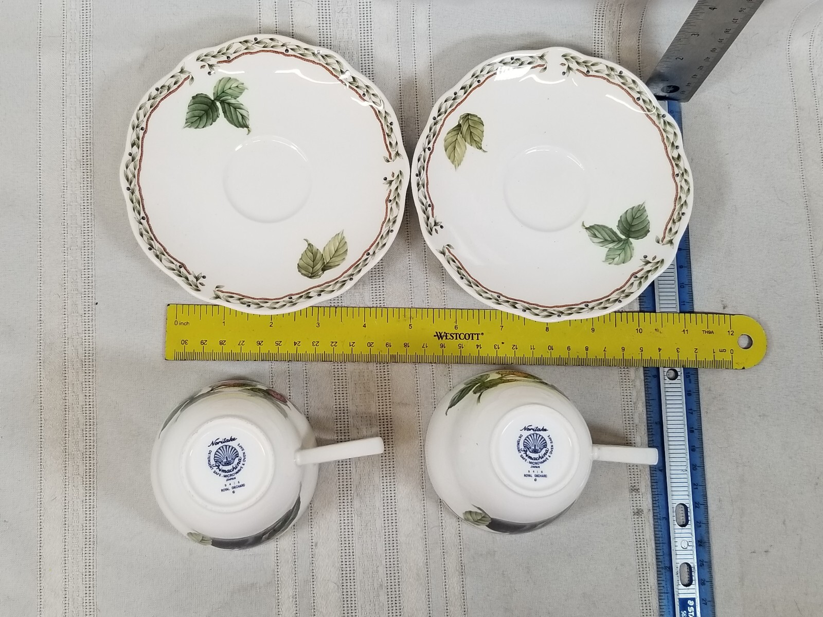2 Noritake Cup & Saucer Sets Royal Orchard Japan Primachina BERRIES PLUMS