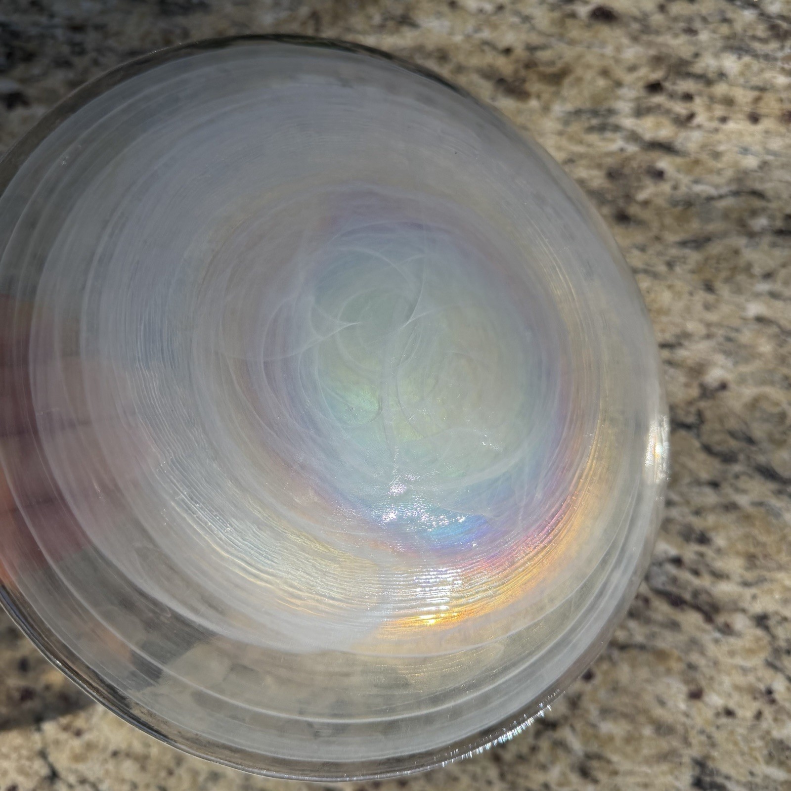 Artistic Accents Salad Plates Iridescent White Swirl Glass 8.25″ Set Of 4
