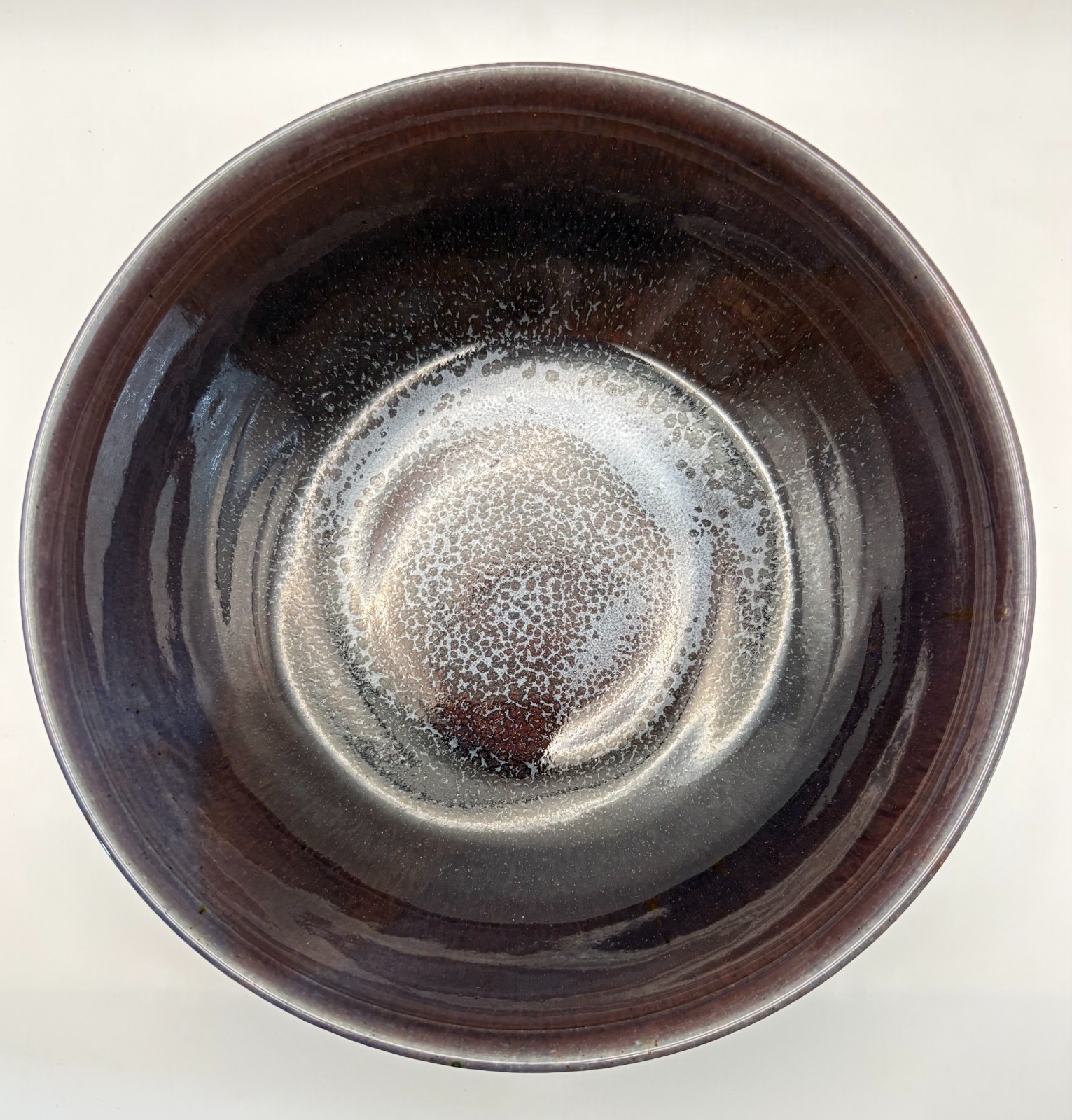 Studio Art Pottery Deep Purple Glazed Stoneware Bowl 8.75″ x 2.5″ Signed