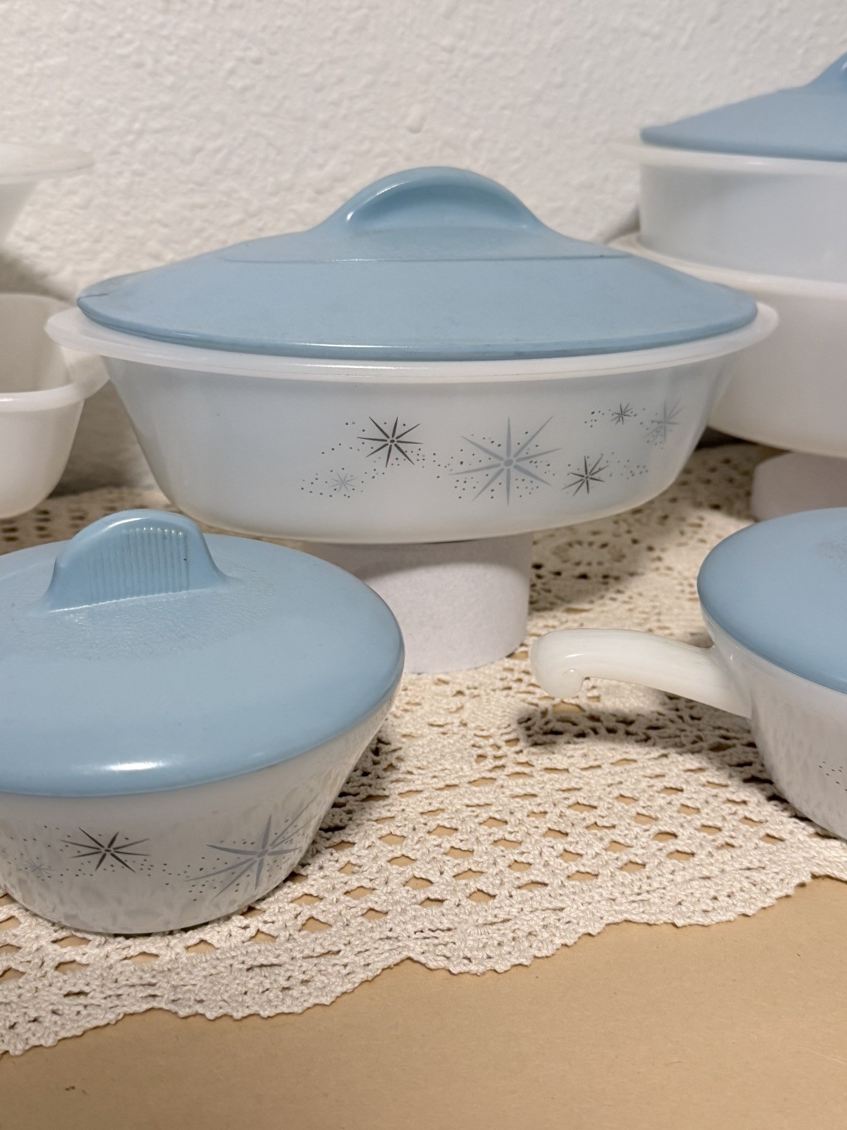 Glasbake Atomic Starburst WITH Lids Vintage MCM Midcentury Modern 1950s 1960s