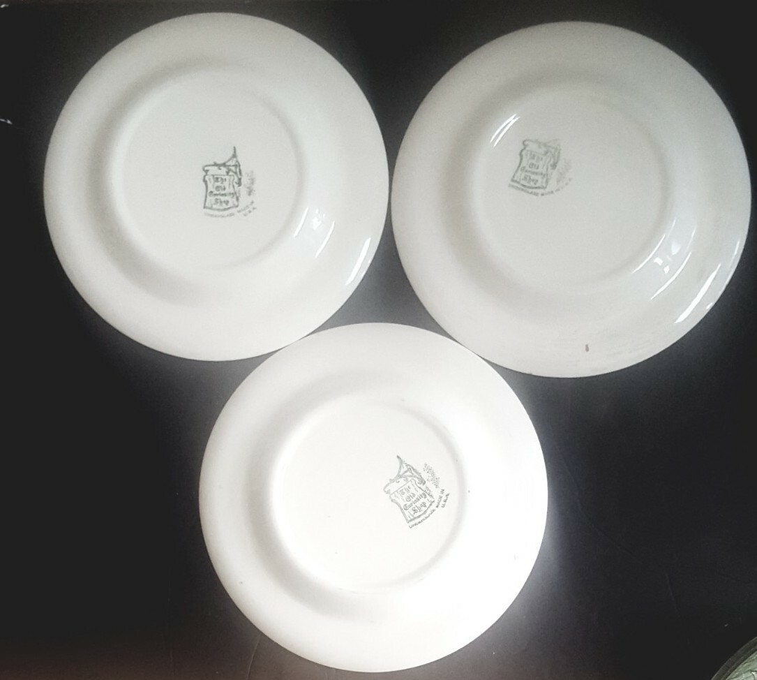 Set Of 9 The Old Curiosity Shop Green Transferware 10” Dinner Plates NOS