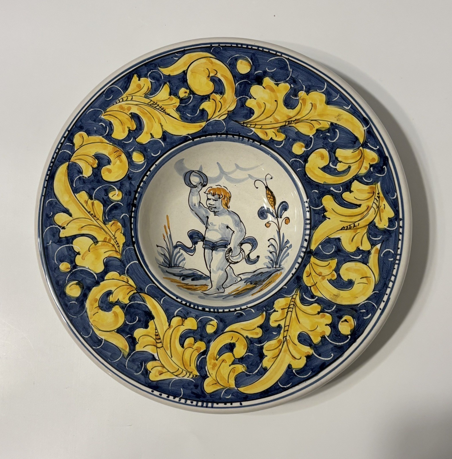 Set of 3 Vintage Ceramiche Rampini Italy Rinascimento Wall Plates Musical Cherub