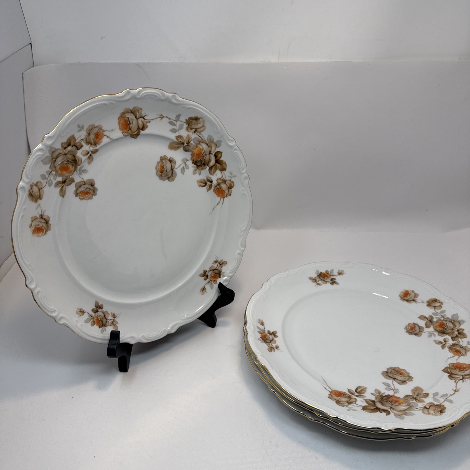 Mitterteich Bavaria Norway Rose 10 1/2″ Dinner Plates – Set of 4