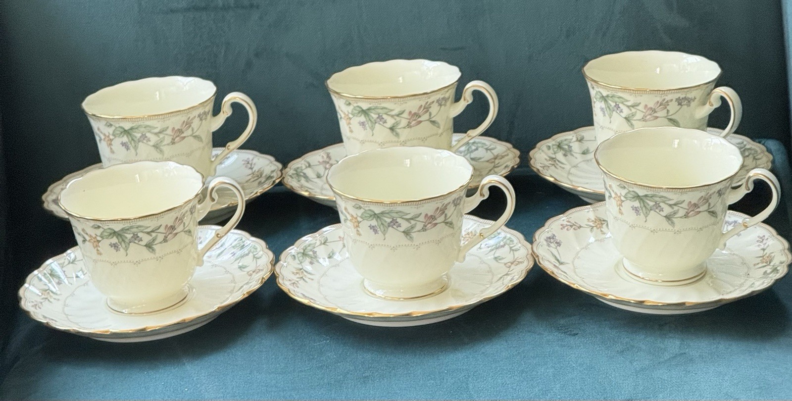 Noritake Bone China Teacup & Saucer Set Of 6, 4704 Brookhollow.