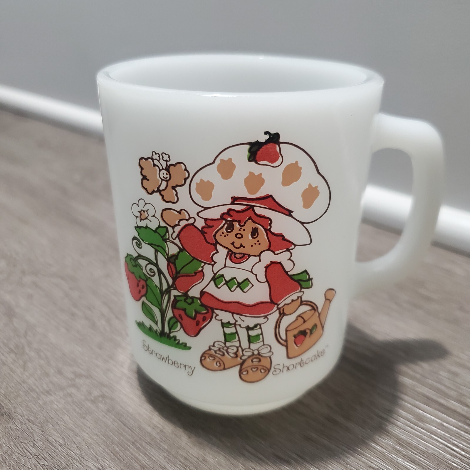 Vintage Fire King Milk Glass Strawberry Shortcake Mug Life Is Delicious