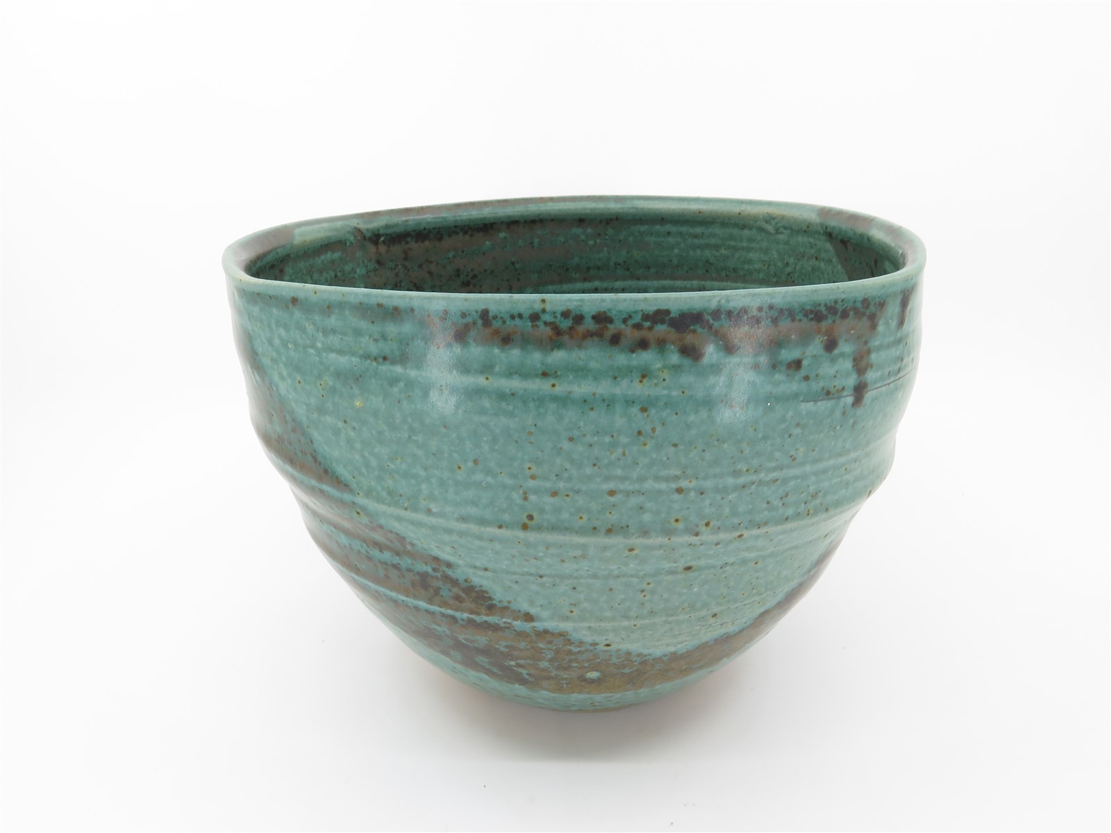 Superb Modernist Studio Pottery Ceramic Bowl Glazed & Signed 5.5″ x 7.75″ Diam