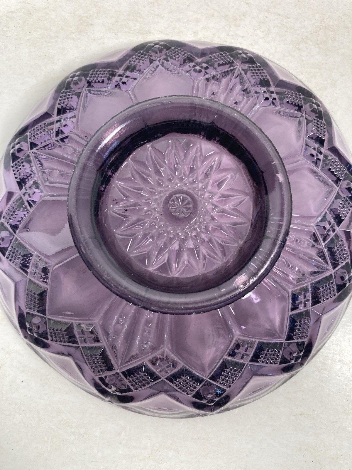 Vintage irradiated Purple Glass candy Dish, Server, bowl, debossed
