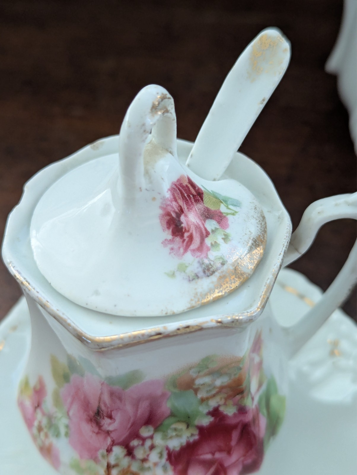 Mixed Set Vtg GERMAN BAVARIAN Porcelain Lusterware Pitcher, Creamer, & Sugar