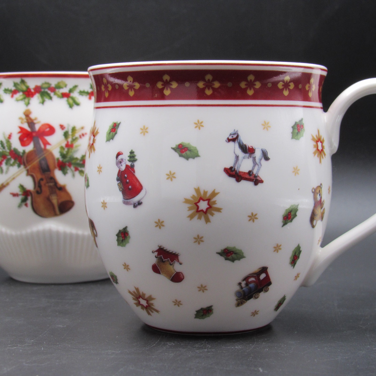 Villeroy & Boch Christmas Mugs Set of 2 Holiday Porcelain Coffee Cups 12oz 15oz
