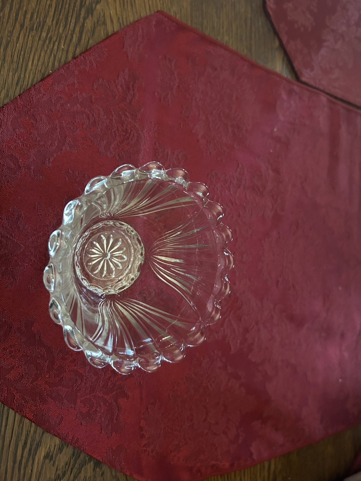 Vtg KIG Indonesia Desert Bowl / Dish Clear Scalloped Edge Nice!