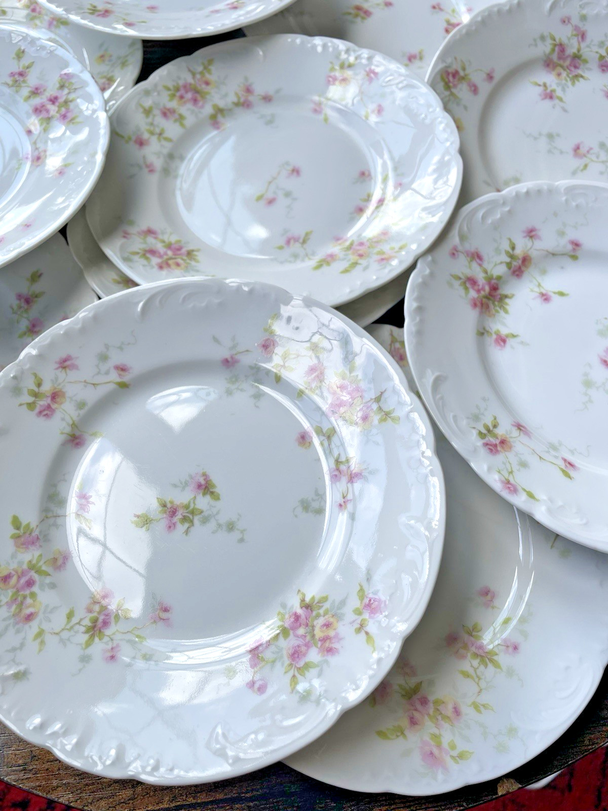 12 DESSERT PLATES Schleiger 150-5 Theodore Haviland Limoges Set Antique Floral