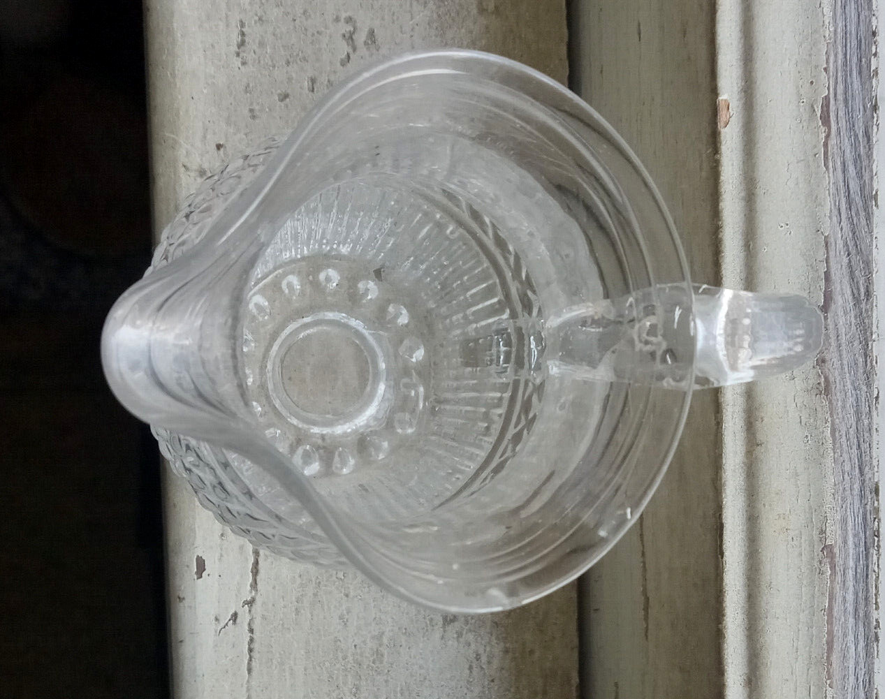 1830s EARLY 3 MOLD BLOWN TOY CREAMER DIAMOND HOBNAIL BOSTON & SANDWICH GLASS CO