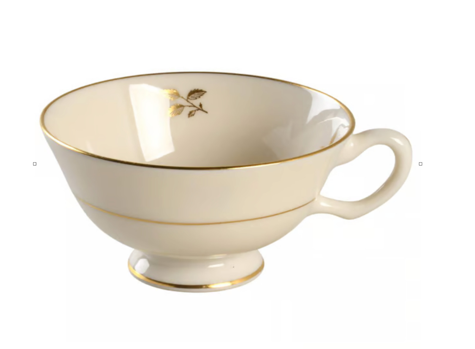 LENOX Rhodora Footed Cup Ivory Roses Gold Trim Height: 2 1/8 in Width: 4 1/8 in