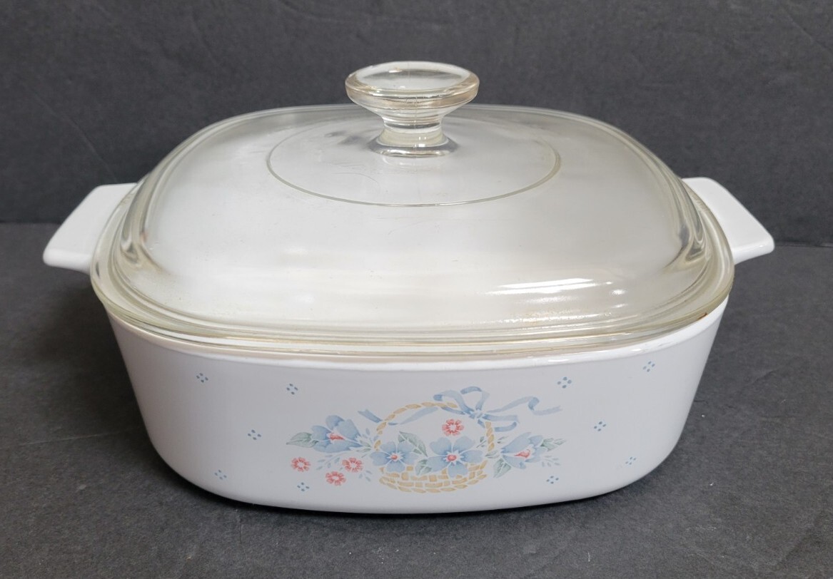 Corning Ware Blue Ribbon Flower Basket Set of 3 Casserole Dishes with Lids