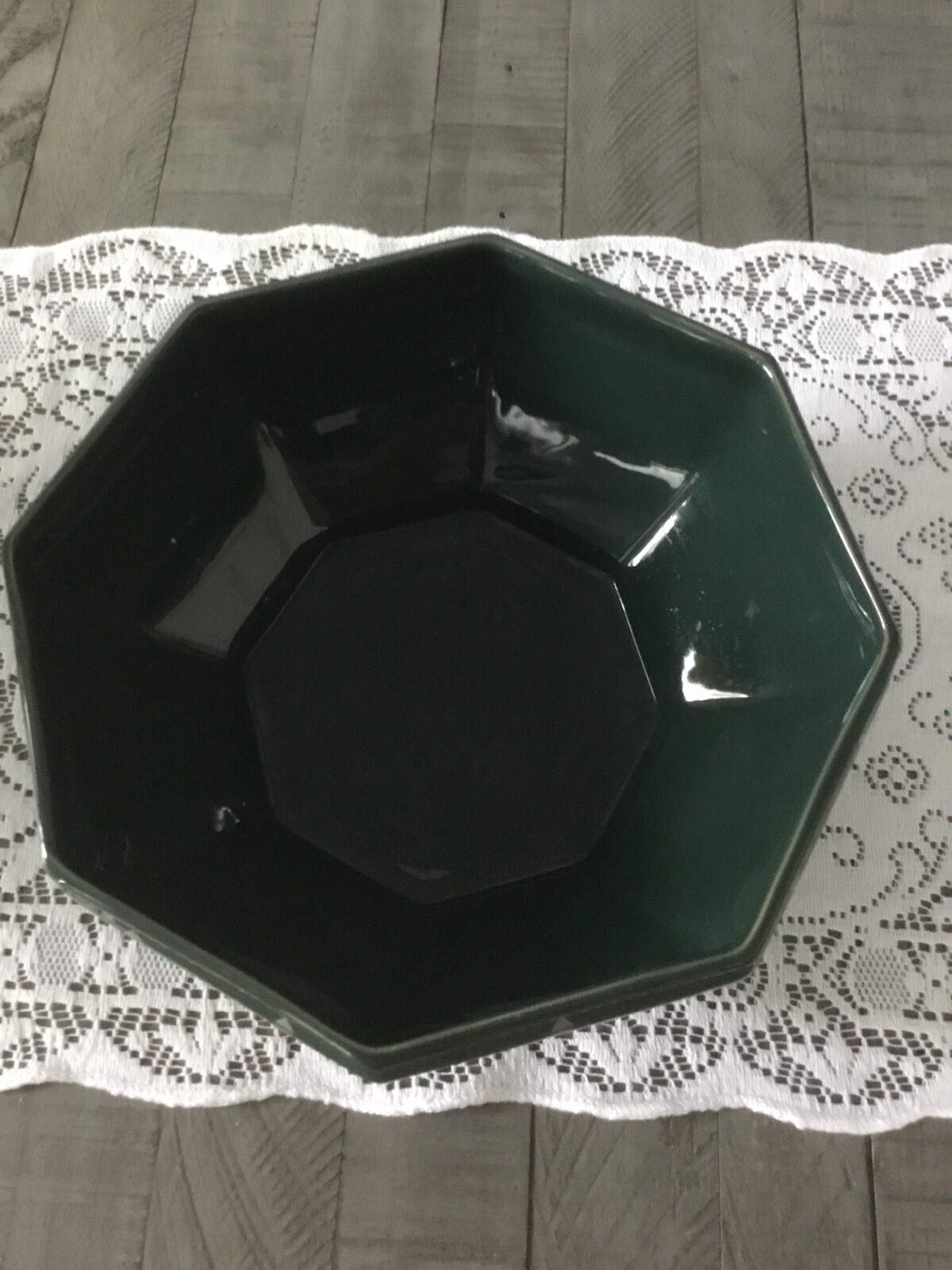 French Earthenware Vence Salins Les Bains Dark Green Mosaic Fruit Bowl