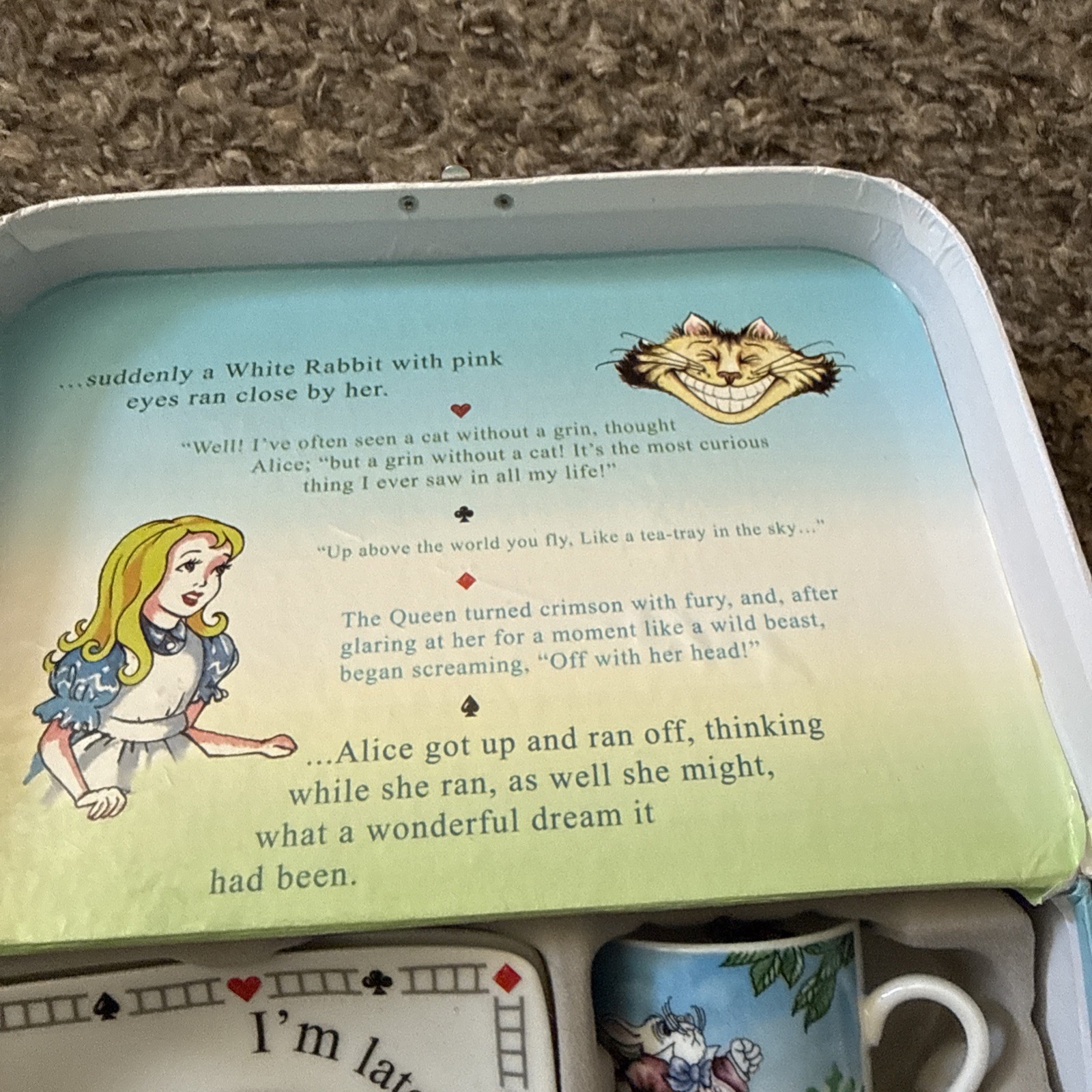 Paul Cardew Alice in Wonderland Tea Party Set Cups Saucers Spoon Lunchbox