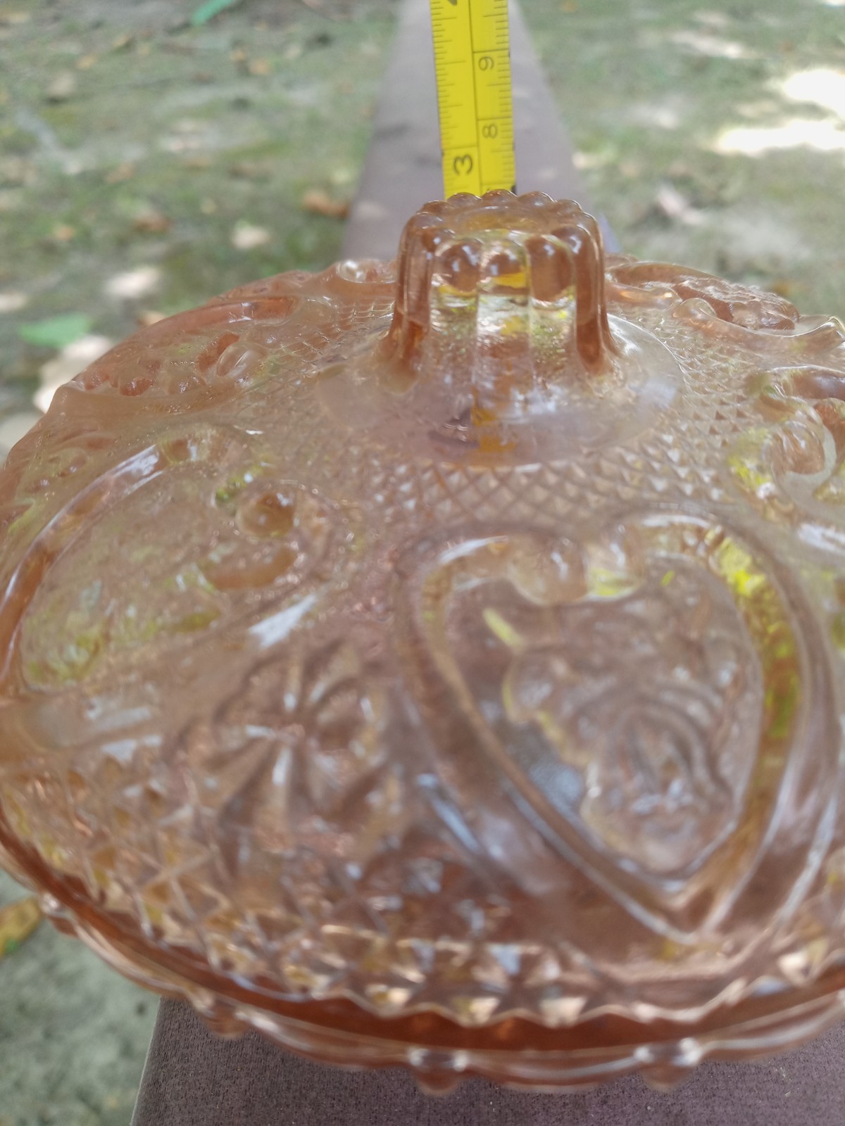 KIG Indonesia Glass Covered Three Part Candy Or Trinket Dish